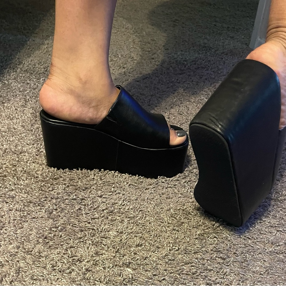 Black Platform Wedge Sandals